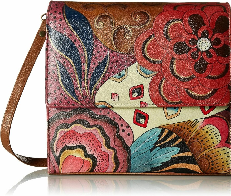 Anna by Anuschka Crossbody Handbags | Anna By Anuschka Hand Painted Leather Women'S Flap Crossbody Organizer