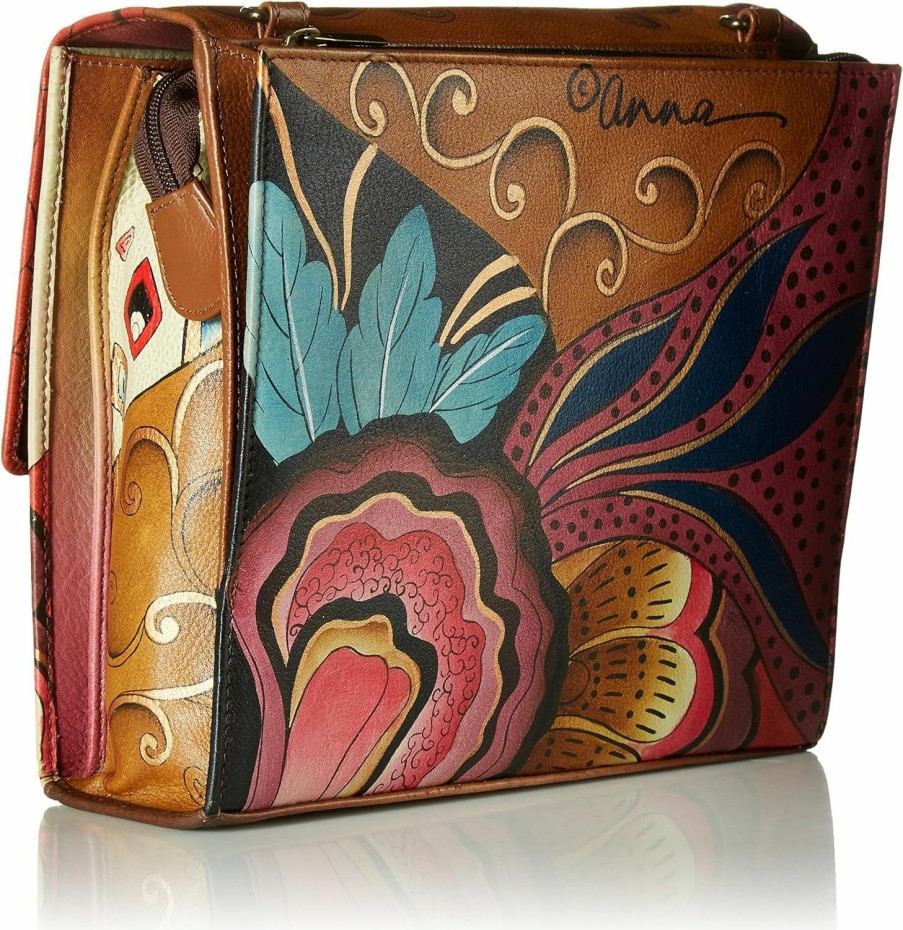 Anna by Anuschka Crossbody Handbags | Anna By Anuschka Hand Painted Leather Women'S Flap Crossbody Organizer