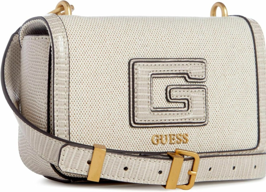 GUESS Crossbody Handbags | Guess G Status Mini Crossbody Flap, Natural/Taupe