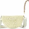 Herald Crossbody Handbags | Herald Semicircle Handmade Straw Crossbody Bag For Women, Summer Chic Woven Handbag Shoulder Purse With Chain & Guitar Strap