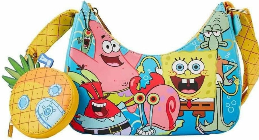 Loungefly Crossbody Handbags | Loungefly Nickelodeon Spongebob Squarepants Group Shot Crossbody Bag