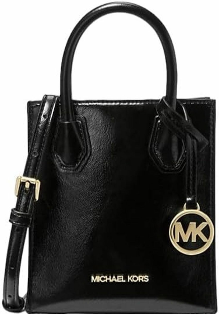 Michael Kors Crossbody Handbags | Michael Kors Mercer Extra-Small Pebbled Leather Crossbody Bag (Black/Patent)