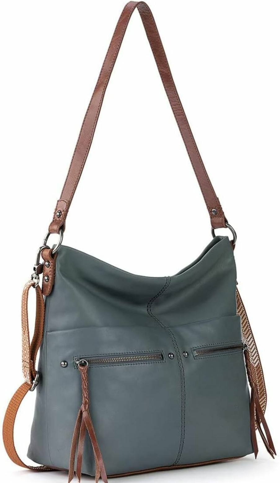 The Sak Crossbody Handbags | The Sak Ashland Bucket Bag In Leather, Single Shoulder Strap, Dusty Blue Ii