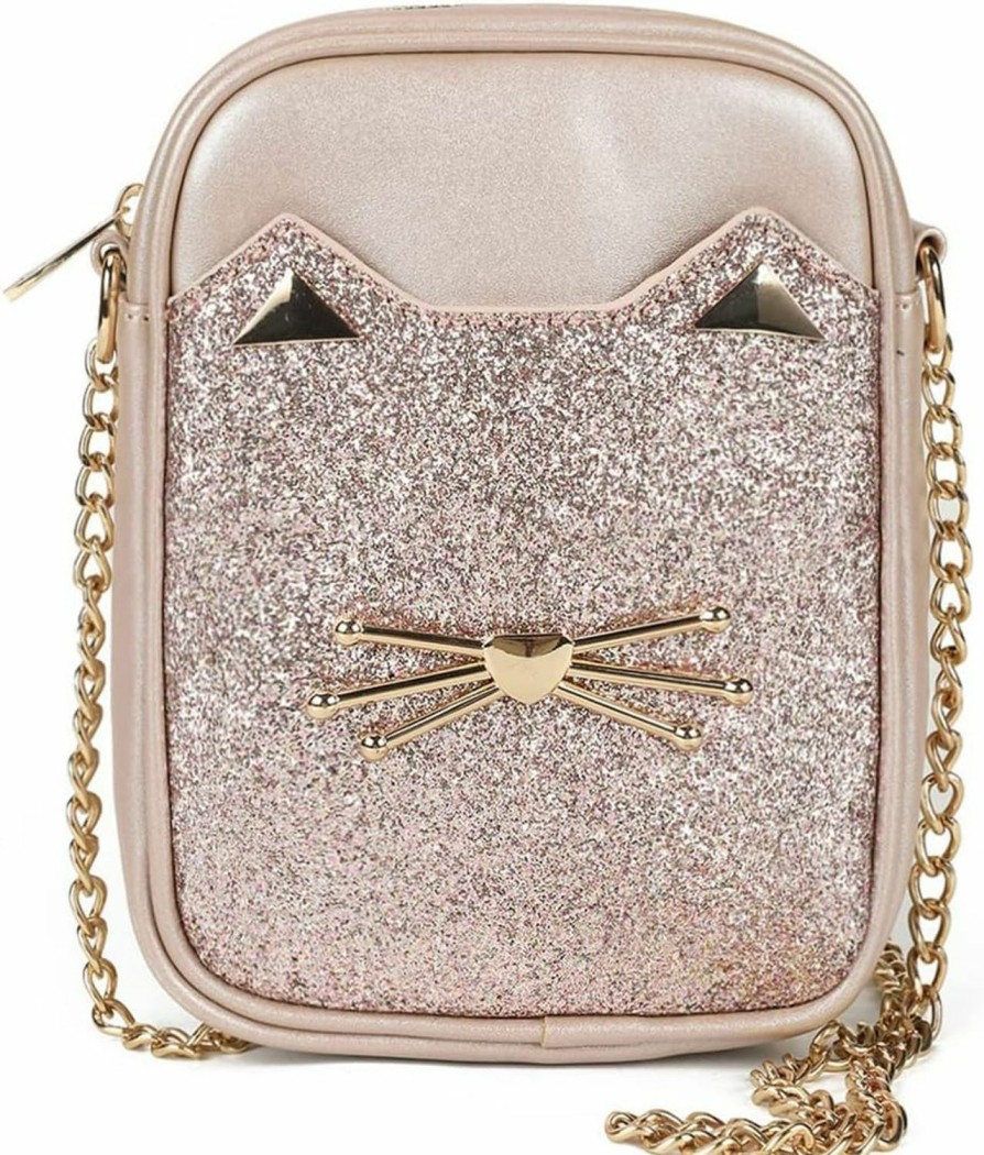 AFKOMST Crossbody Handbags | Cute Crossbody Purse For Teen Girls Sparkly Cat Purse And Small Crossbody Bags For Women Gift With Chain Strap