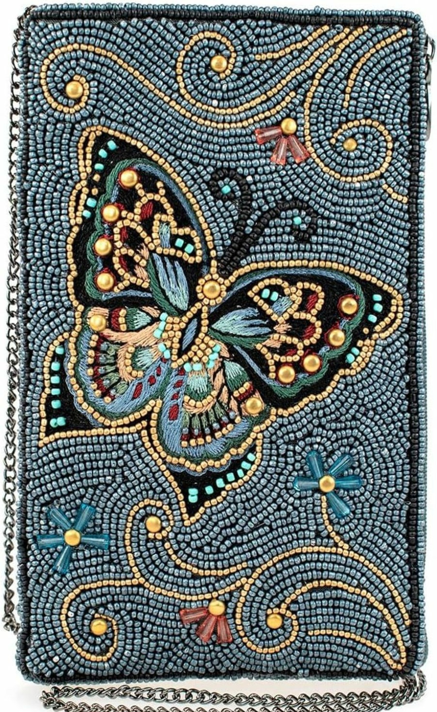 Mary Frances Crossbody Handbags | Mary Frances Mariposa Beaded Butterfly Crossbody Phone Bag, Blue