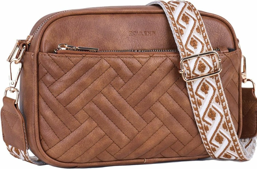 Roulens Crossbody Handbags | Roulens Quilted Crossbody Bags For Women, Vegan Leather Purses Small Shoulder Handbag Wallet Purse With Card Slots