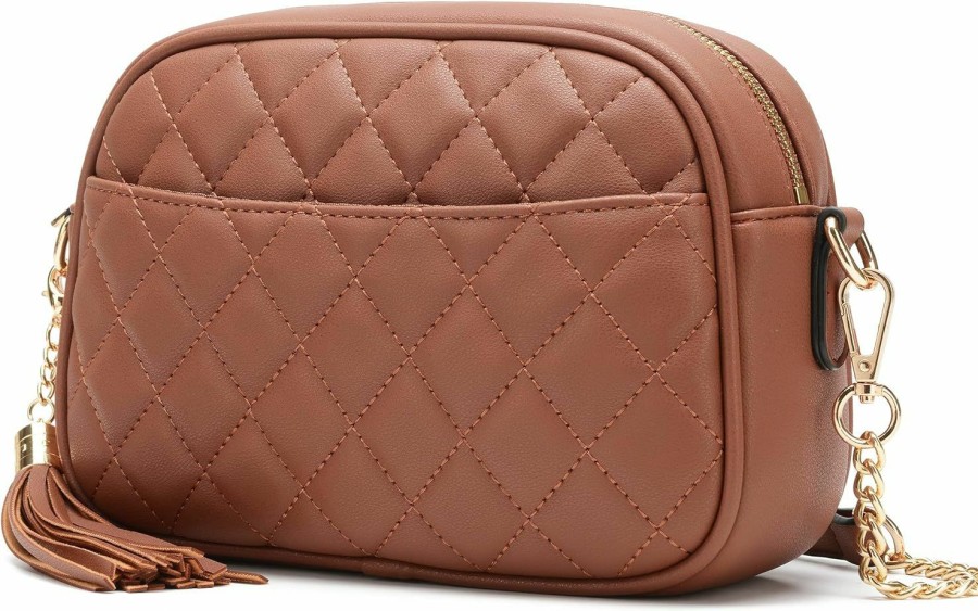 lola mae Crossbody Handbags | Lola Mae Quilted Crossbody Bag, Medium Lightweight Shoulder Purse Top Zipper Tassel Accent