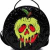 Buckle-Down Crossbody Handbags | Disney Bag, Crossbody, Round, Snow White Poison Apple Glow In The Dark Applique, Black Sequin, Vegan Leather