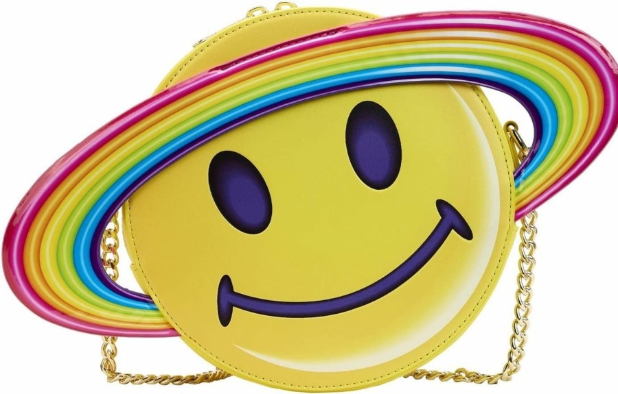 Loungefly Crossbody Handbags | Loungefly Lisa Frank Yellow Rainbow Ring Saturn Crossbody Bag