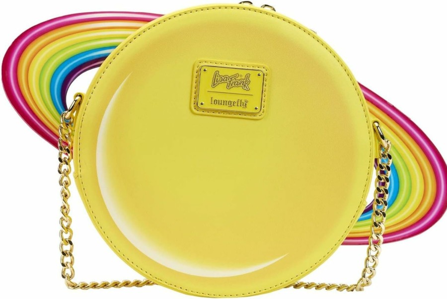 Loungefly Crossbody Handbags | Loungefly Lisa Frank Yellow Rainbow Ring Saturn Crossbody Bag