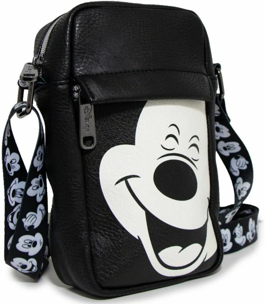 Buckle-Down Crossbody Handbags | Buckle Down Disney Bag, Cross Body, Mickey Mouse Smiling Face Black White, Vegan Leather