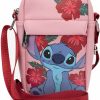 Buckle-Down Crossbody Handbags | Buckle Down Disney Bag, Cross Body, Lilo, Stitch Sweet Smiling Pose With Flowers, Pink, Vegan Leather