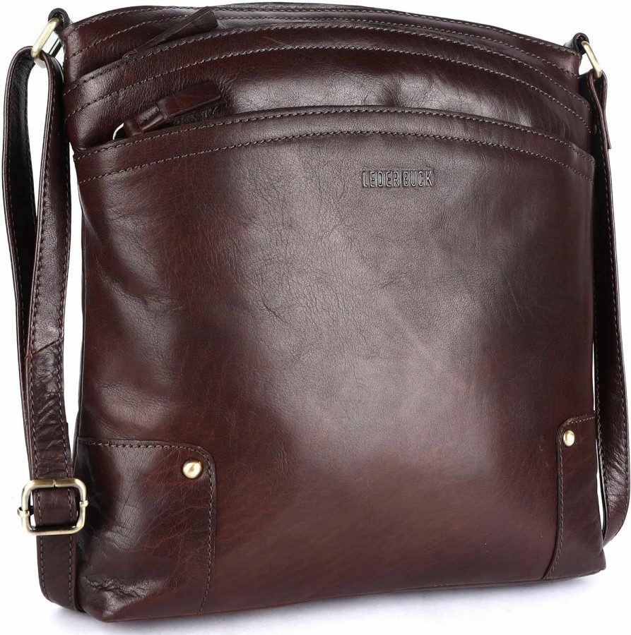 LEDERBUCK Crossbody Handbags | Lederbuck Terry Large Soft Real Leather Womens Crossbody Handbags And Purses-Triple Zip Premium Sling Crossover Shoulder Bag