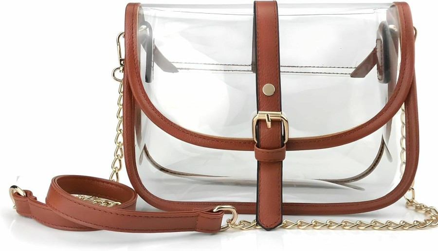 HOXIS Crossbody Handbags | Clear Saddle Cross Body Bag Women Chain Shoulder Handbag Purse