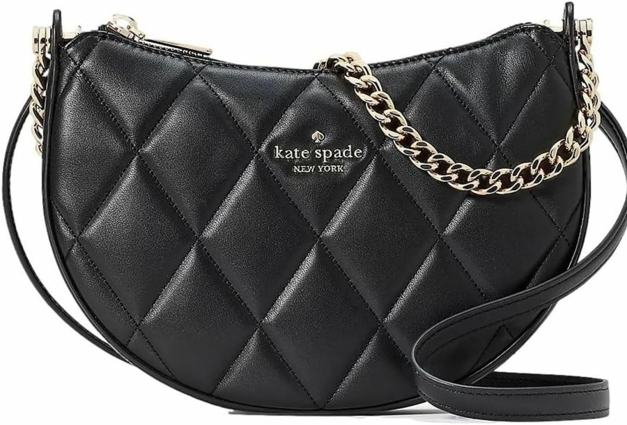 Kate Spade New York Crossbody Handbags | Kate Spade New York Women'S Carey Smooth Leather Quilted Zip Top Crossbody, Black