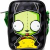 Buckle-Down Crossbody Handbags | Nickelodeon Bag, Cross Body, Invader Zim Gir Taco Pose With Taco Print Black Gray, Vegan Leather