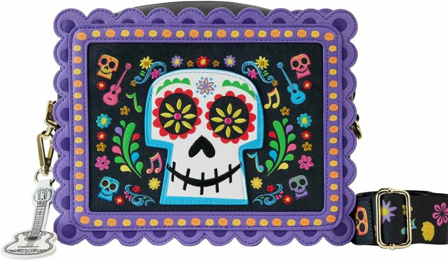 Loungefly Crossbody Handbags | Loungefly Coco Miguel Calavera Floral Skull Crossbody Bag