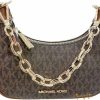 Michael Kors Crossbody Handbags | Michael Kors Cora Mini Brown Signature Pvc Zip Pouchette Crossbody Handbag Women'S Purse