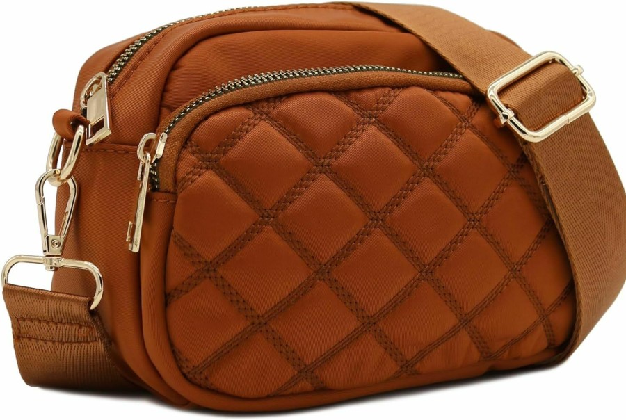 FashionPuzzle Crossbody Handbags | Fashionpuzzle Quilted Nylon Crossbody Bag With Wide Strap