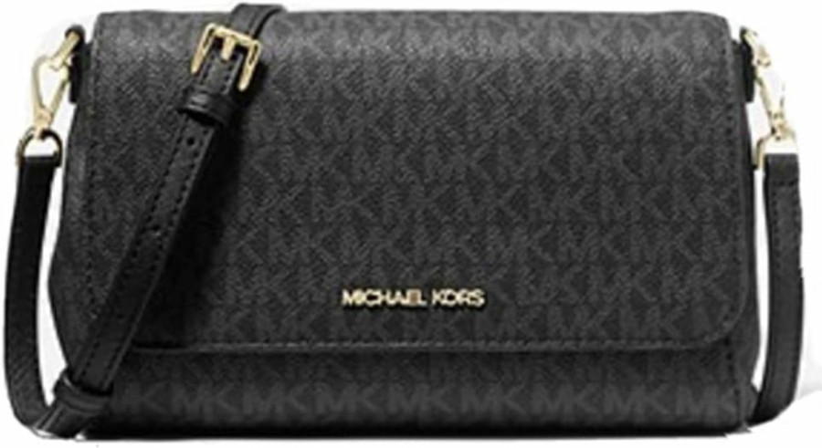 Michael Kors Crossbody Handbags | Michael Kors Medium Logo Convertible Crossbody Bag (Black)