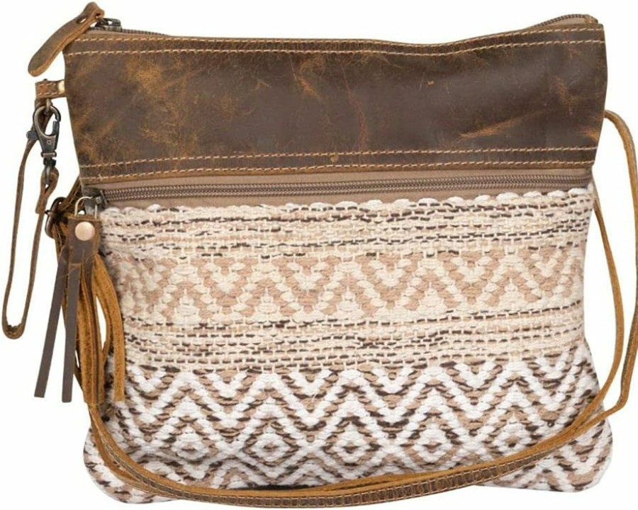 Myra Bag Crossbody Handbags | Myra Bag Contentment Small & Crossbody Bag Upcycled Canvas Leather & Rug S-2131