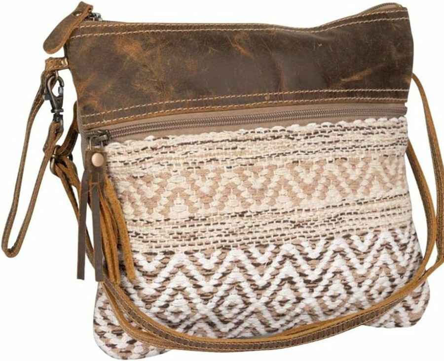 Myra Bag Crossbody Handbags | Myra Bag Contentment Small & Crossbody Bag Upcycled Canvas Leather & Rug S-2131