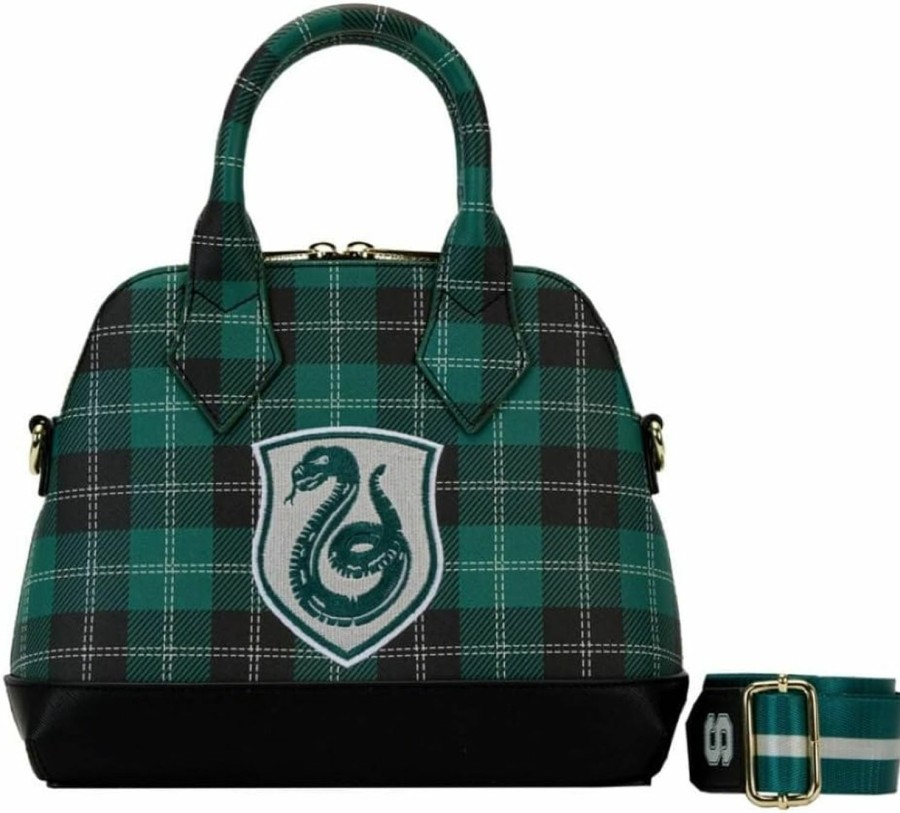 Loungefly Crossbody Handbags | Loungefly Harry Potter Slytherin Patch Varsity Plaid Crossbody Bag