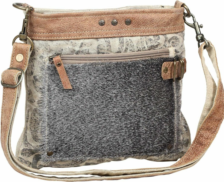 Myra Bag Crossbody Handbags | Myra Bag Hide & Floral Upcycled Canvas Crossbody Bag S-1202