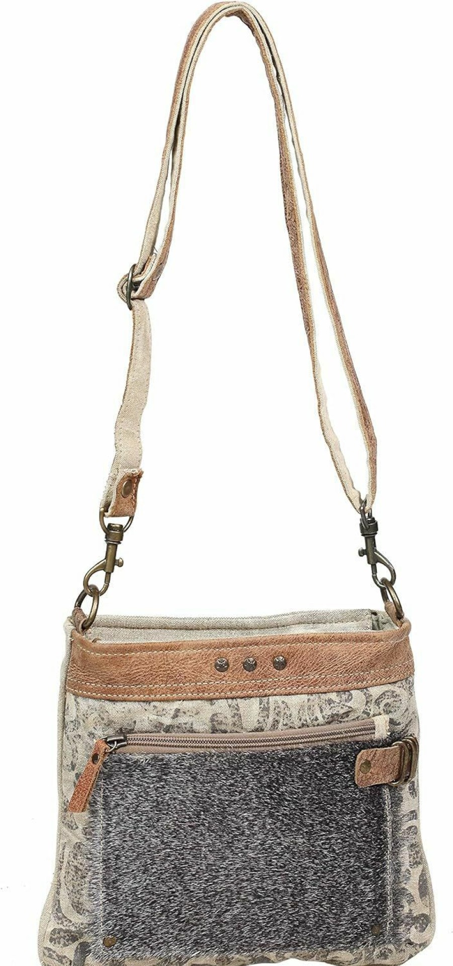 Myra Bag Crossbody Handbags | Myra Bag Hide & Floral Upcycled Canvas Crossbody Bag S-1202