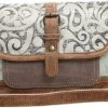 Myra Bag Crossbody Handbags | Myra Bag Leaf Swirls Upcycled Canvas Crossbody Bag S-1153, Brown, Size One Size