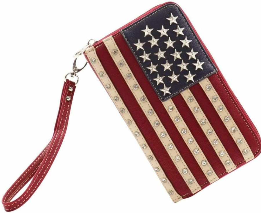 Montana West Crossbody Handbags | Montana West Women'S Patriotic Studded Tote Satchel Handbags American Flag Purse And Crossbody Bag