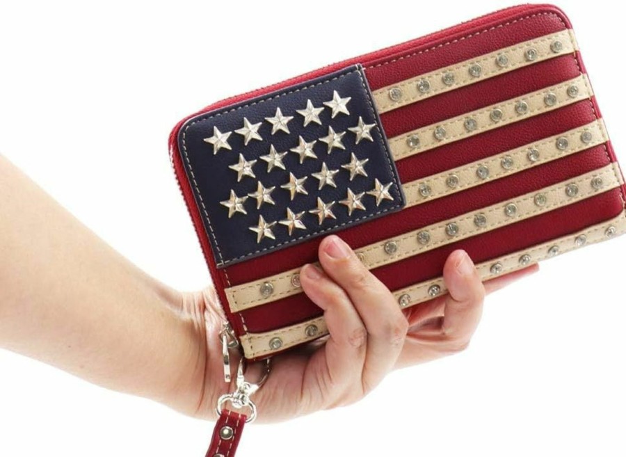 Montana West Crossbody Handbags | Montana West Women'S Patriotic Studded Tote Satchel Handbags American Flag Purse And Crossbody Bag