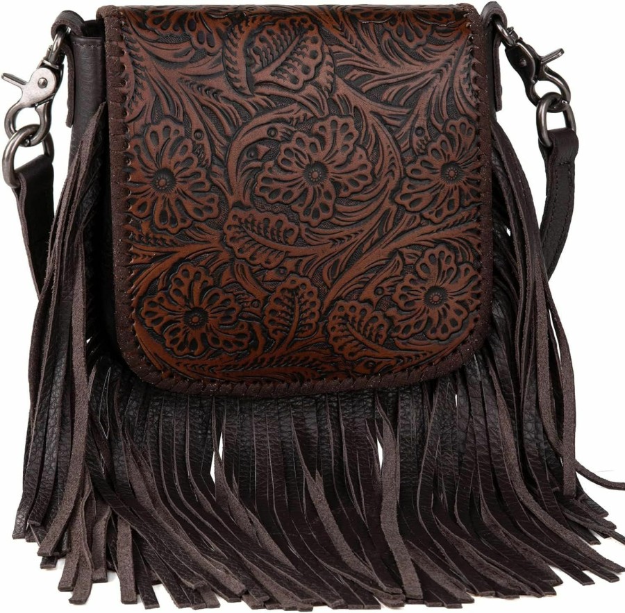 Montana West Crossbody Handbags | Women'S Crossbody Handbags Western Purses For Women Small Crossbody Bags Tooled Leather Fringe Purse Lss-Rlc-L159Cf