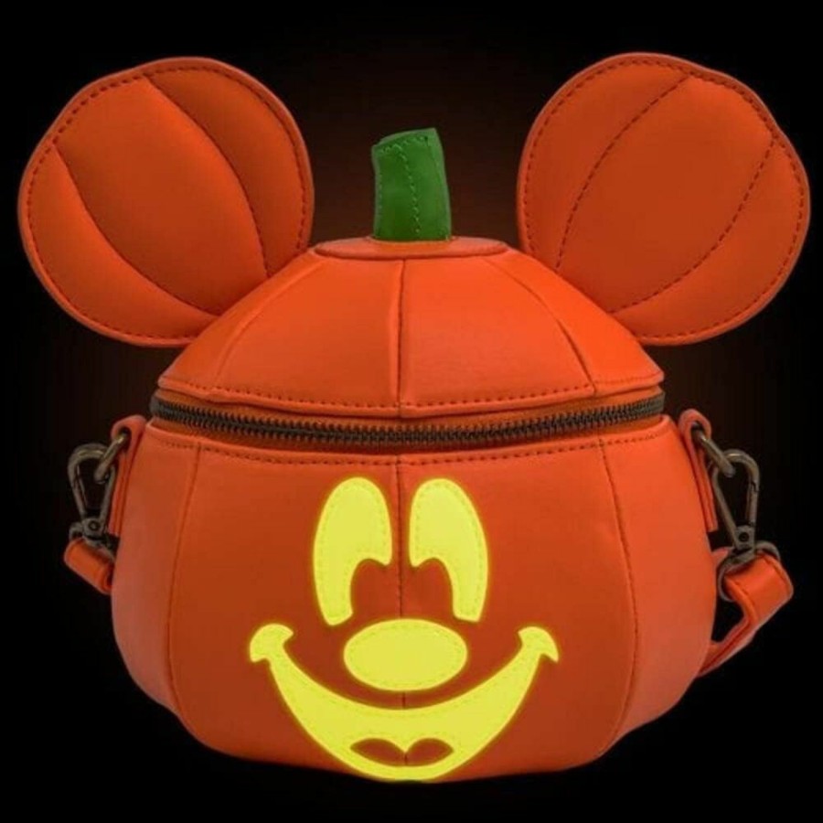 Loungefly Crossbody Handbags | Loungefly Disney Mickey Mouse Mick-O-Lantern Halloween Crossbody Purse Bag